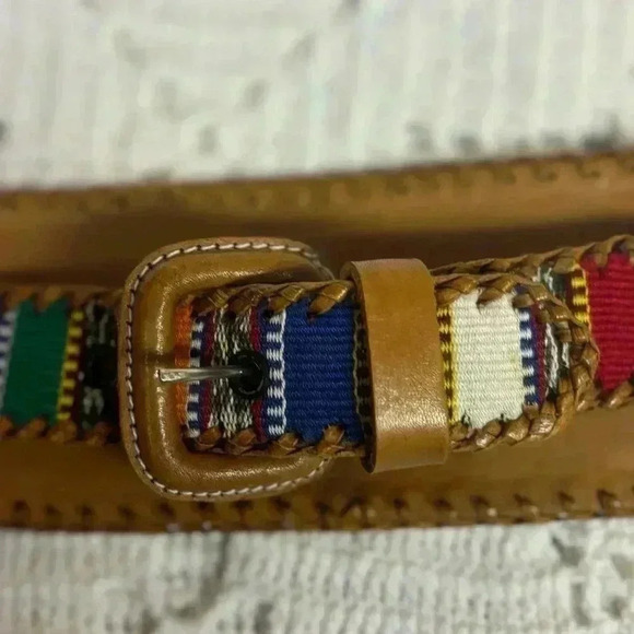 Women’s Vintage Woven Multicolor Leather Southwestern made in Guatemala Size 30 - Picture 8 of 16